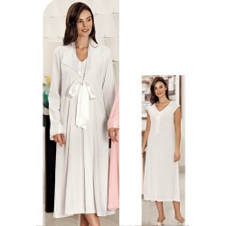 ثوب مع كيمون نسائي اكمام طويلة لون سكري FTS-F8026-EKR