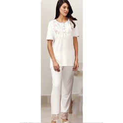 بيجاما نسائي اكمام قصيرة لون سكري FTS-F8027-EKR