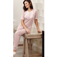 بيجاما نسائي اكمام قصيرة لون وردي جاف FTS-F8027-GUL