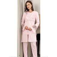 بيجاما نسائي اكمام طويلة لون زهري FTS-F8028-PEM