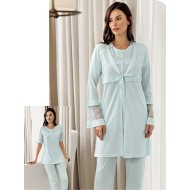 بيجاما 3 قطع نسائي لون اخضر-نعناعي FTS-F8028-YEL-NAN