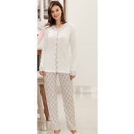 بيجاما نسائي اكمام طويلة لون سكري FTS-F8031-EKR