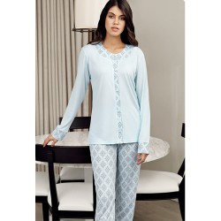 بيجاما نسائي اكمام طويلة لون ازرق FTS-F8031-MAV بيجاما نسائي اكمام طويلة لون ازرق FTS-F8031-MAV