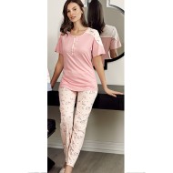 بيجاما نسائي اكمام قصيرة لون وردي جاف FTS-F8032-GUL