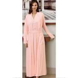 ثوب مع كيمون نسائي اكمام طويلة لون السلمون FTS-F8033-SOM