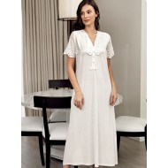 ثوب نسائي اكمام قصيرة لون سكري FTS-F8034-EKR