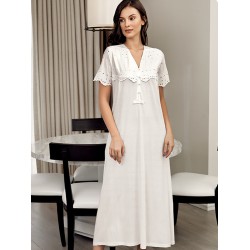 ثوب نسائي اكمام قصيرة لون سكري FTS-F8034-EKR