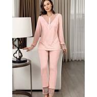بيجاما نسائي اكمام طويلة لون السلمون FTS-F8036-SOM