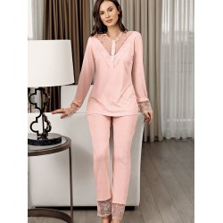 بيجاما نسائي اكمام طويلة لون السلمون FTS-F8036-SOM بيجاما نسائي اكمام طويلة لون السلمون FTS-F8036-SOM