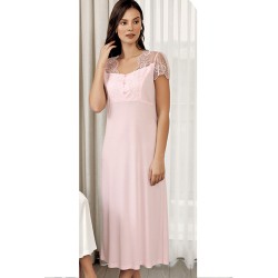 ثوب نسائي اكمام قصيرة لون زهري FTS-F8037-PEM