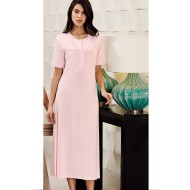 ثوب نسائي اكمام قصيرة لون زهري FTS-F8038-PEM