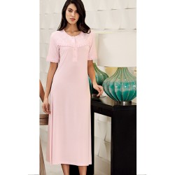 ثوب نسائي اكمام قصيرة لون زهري FTS-F8038-PEM