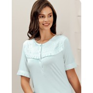 ثوب نسائي اكمام قصيرة لون اخضر-نعناعي FTS-F8038-YEL-NAN