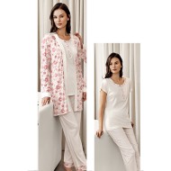 بيجاما نسائي اكمام طويلة لون سكري FTS-F8041-EKR