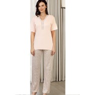 بيجاما نسائي اكمام قصيرة لون بودرة FTS-F8045-PUD