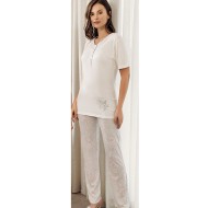 بيجاما نسائي اكمام قصيرة لون سكري FTS-F8046-EKR