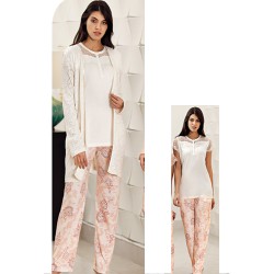 بيجاما نسائي 3 قطع لون سكري FTS-F8047-EKR بيجاما نسائي 3 قطع لون سكري FTS-F8047-EKR