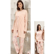 بيجاما نسائي 3 قطع لون بودرة FTS-F8047-PUD