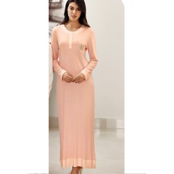 ثوب نسائي اكمام قصيرة لون السلمون FTS-F8049-SOM