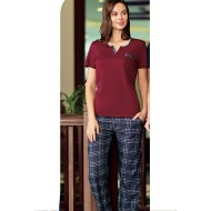 بيجاما نسائي اكمام قصيرة لون عنابي FTS-F8052-BOR