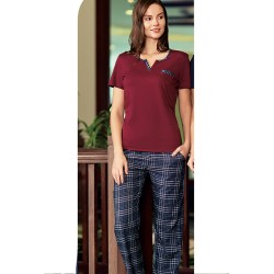 بيجاما نسائي اكمام قصيرة لون عنابي FTS-F8052-BOR