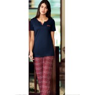 بيجاما نسائي اكمام قصيرة لون ازرق داكن FTS-F8052-LAC