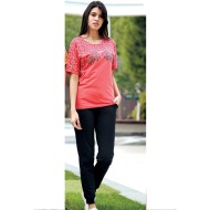 بيجاما نسائي اكمام قصيرة لون زهرة الرمان FTS-F8053-NAR