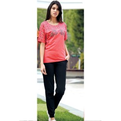 بيجاما نسائي اكمام قصيرة لون زهرة الرمان FTS-F8053-NAR بيجاما نسائي اكمام قصيرة لون زهرة الرمان FTS-F8053-NAR