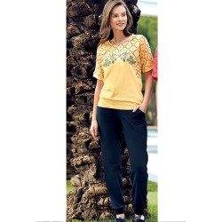 بيجاما نسائي اكمام قصيرة لون اصفر FTS-F8053-SAR بيجاما نسائي اكمام قصيرة لون اصفر FTS-F8053-SAR