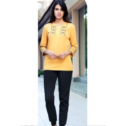 بيجاما نسائي اكمام طويلة لون الخردل FTS-F8058-HAR بيجاما نسائي اكمام طويلة لون الخردل FTS-F8058-HAR