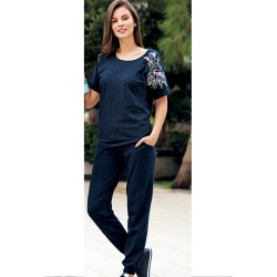 بيجاما نسائي اكمام قصيرة لون ازرق داكن FTS-F8058-LAC بيجاما نسائي اكمام قصيرة لون ازرق داكن FTS-F8058-LAC