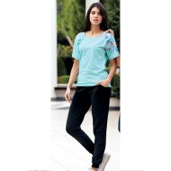 بيجاما نسائي اكمام قصيرة لون ازرق فاتح FTS-F8058-MAV