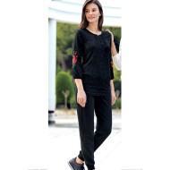 بيجاما نسائي اكمام طويلة لون اسود FTS-F8059-SYH