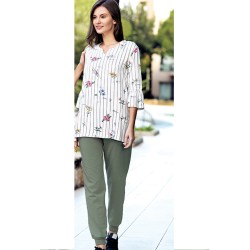 بيجاما نسائي اكمام قصيرة لون اخضر FTS-F8060-YEL بيجاما نسائي اكمام قصيرة لون اخضر FTS-F8060-YEL