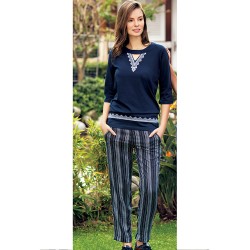 بيجاما نسائي اكمام قصيرة لون ازرق داكن FTS-F8061-LAC بيجاما نسائي اكمام قصيرة لون ازرق داكن FTS-F8061-LAC