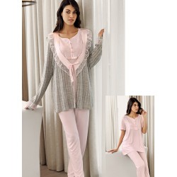 بيجاما نسائي 3 قطع لون زهري FTS-F8074-PEM بيجاما نسائي 3 قطع لون زهري FTS-F8074-PEM