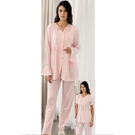 بيجاما نسائي 3 قطع لون زهري FTS-F8075-PEM