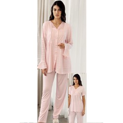 بيجاما نسائي 3 قطع لون زهري FTS-F8075-PEM بيجاما نسائي 3 قطع لون زهري FTS-F8075-PEM