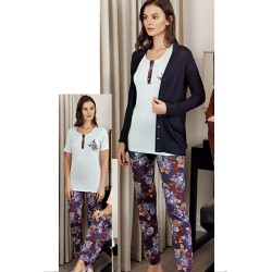 بيجاما نسائي 3 قطع لون ازرق FTS-F8076-MAV بيجاما نسائي 3 قطع لون ازرق FTS-F8076-MAV