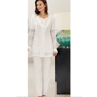 بيجاما نسائي 3 قطع لون سكري FTS-F8077-EKR