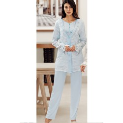 بيجاما نسائي 3 قطع لون ازرق FTS-F8077-MAV بيجاما نسائي 3 قطع لون ازرق FTS-F8077-MAV
