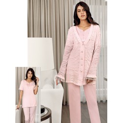 بيجاما نسائي 3 قطع لون زهري FTS-F8077-PEM بيجاما نسائي 3 قطع لون زهري FTS-F8077-PEM