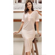 ثوب نسائي اكمام قصيرة لون بودرة FTS-F8078-PUD