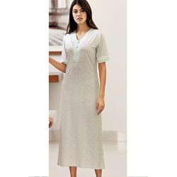 ثوب نسائي اكمام قصيرة لون اخضر-مائي FTS-F8078-SU-YEL