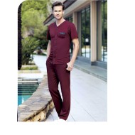 بيجاما رجالي اكمام قصيرة لون عنابي FTS-FC824