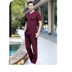 بيجاما رجالي اكمام قصيرة لون عنابي FTS-FC824 بيجاما رجالي اكمام قصيرة لون عنابي FTS-FC824