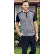 بيجاما رجالي اكمام قصيرة لون ازرق داكن FTS-FC833-LAC