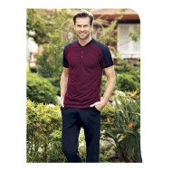 بيجاما رجالي اكمام قصيرة لون عنابي FTS-FC835