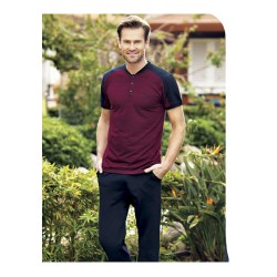 بيجاما رجالي اكمام قصيرة لون عنابي FTS-FC835 بيجاما رجالي اكمام قصيرة لون عنابي FTS-FC835