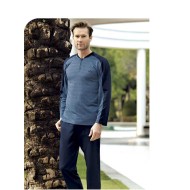 بيجاما رجالي اكمام طويلة لون ازرق نيلي FTS-FC838